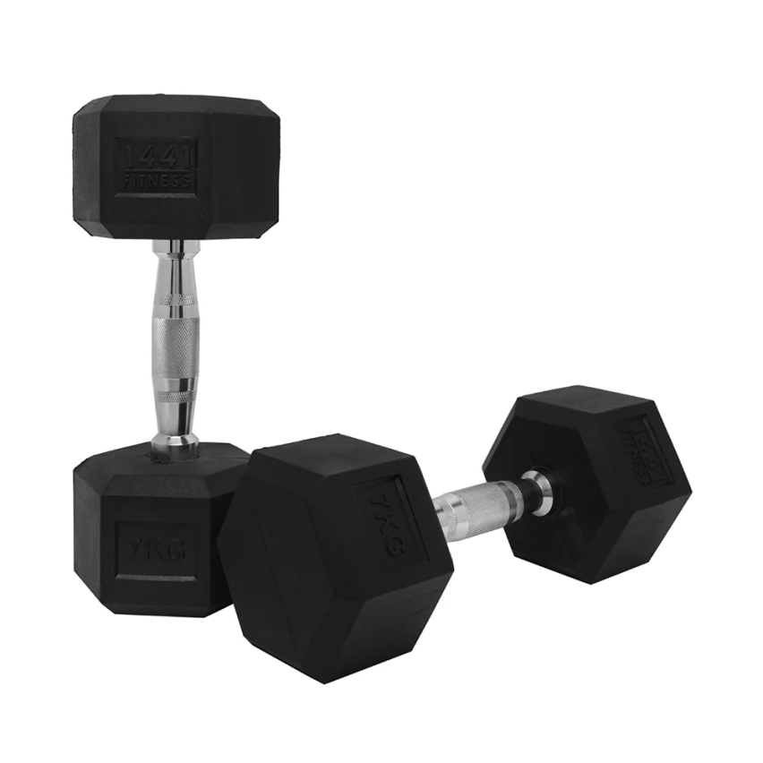 1441 Fitness Hex Rubber Dumbbell (Sold As Pair) - 1 Kg To 10 Kg