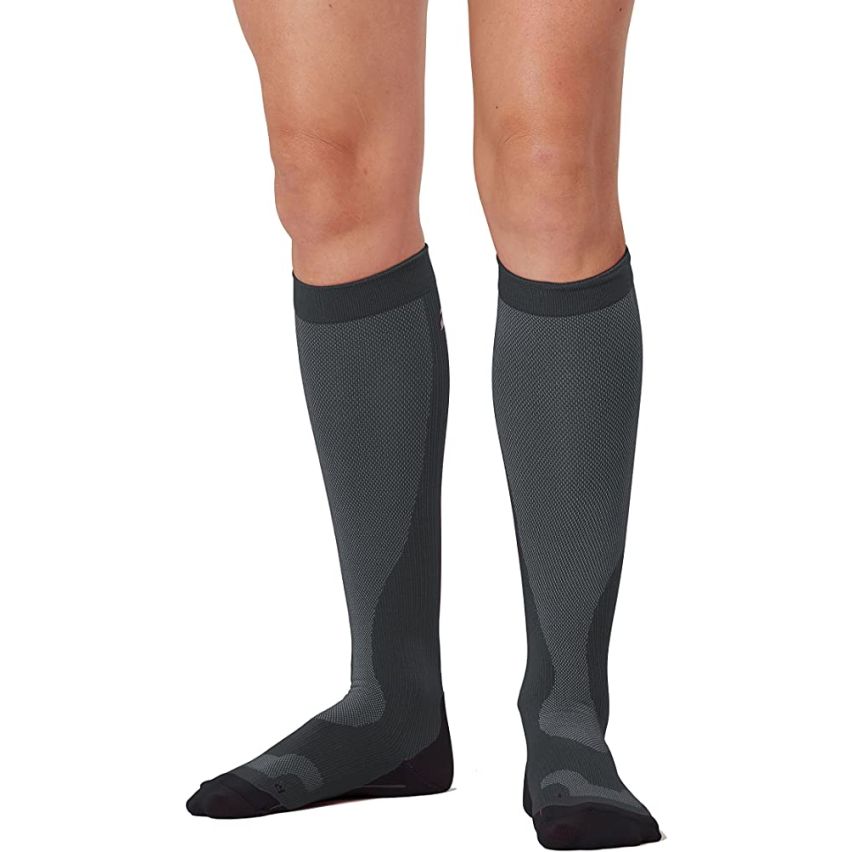 2XU Women Compression Performance Run Titanium/Black Socks