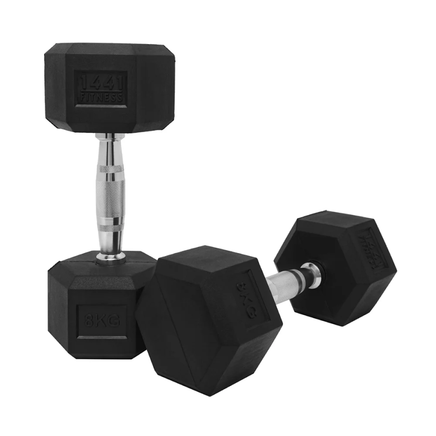 1441 Fitness Hex Rubber Dumbbell (Sold As Pair) - 1 Kg To 10 Kg