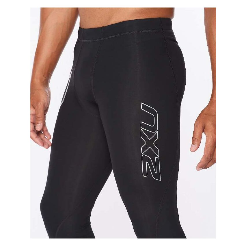 2XU Men's Core Compression 3/4 Tights Pants-Black/Silver