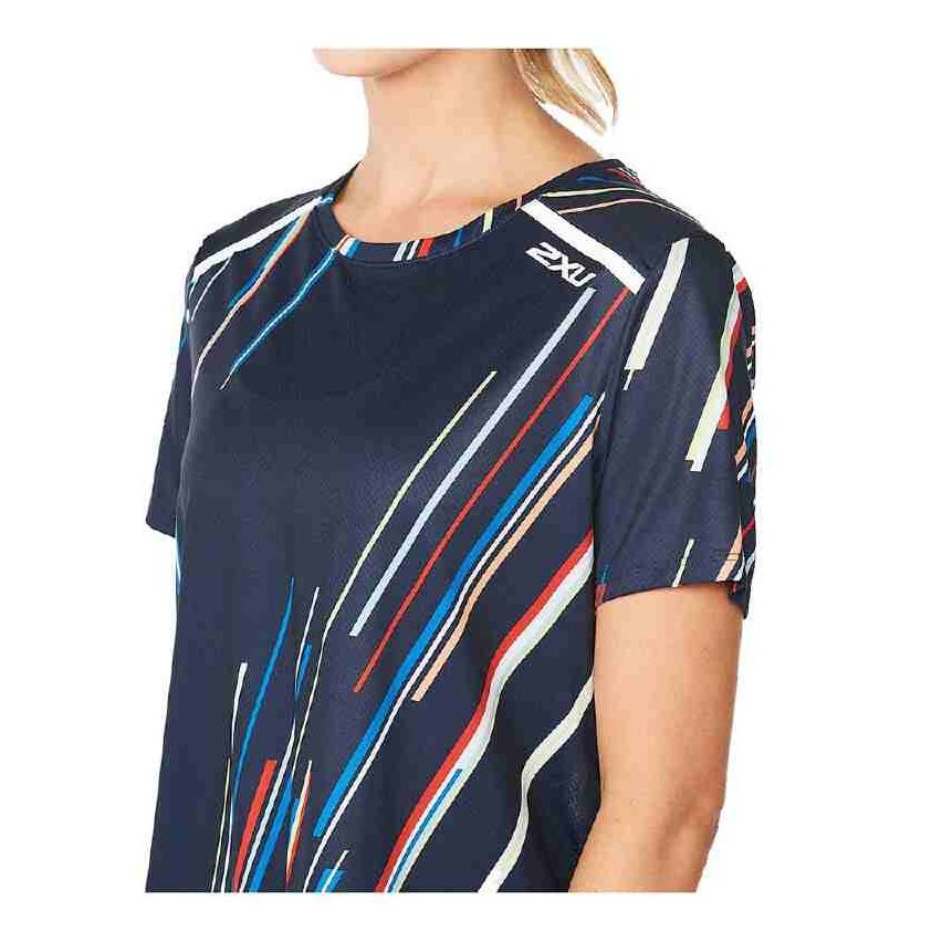 2XU Women's Light Speed T-Shirt Electric Stripe/White Reflect