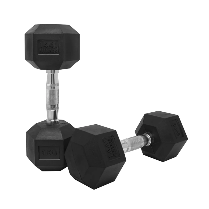 1441 Fitness Hex Rubber Dumbbell (Sold As Pair) - 1 Kg To 10 Kg