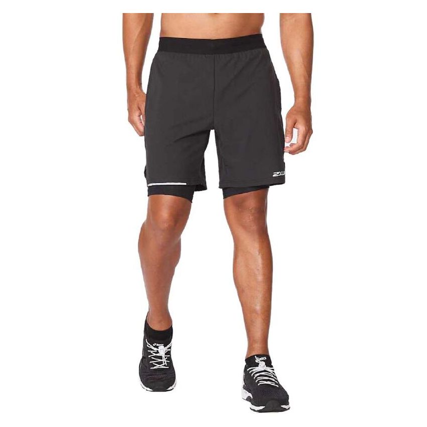 2XU Men's Aero2 Shorts -In-1 7 Inch -Black