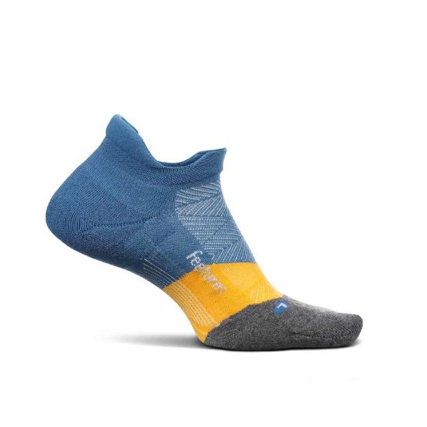 Feetures Women's  Elite Light Cushion No Show Tab Limited Edition socks -Atlantic Blue-Small