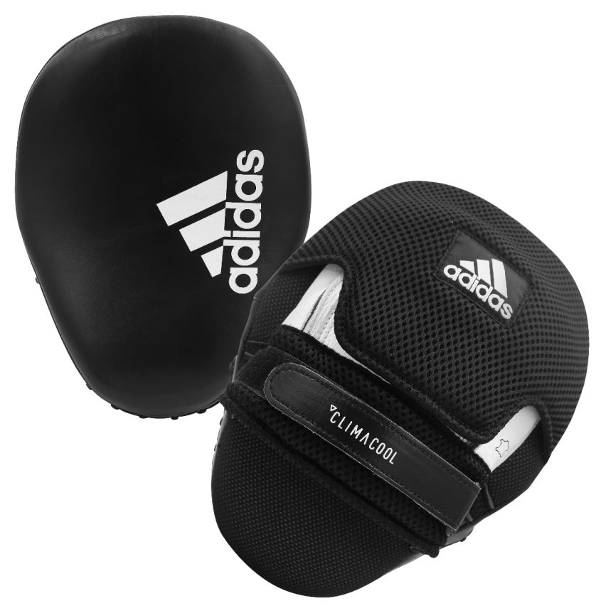 Adidas Hybrid Curved Punch Mitts - Black/White/Silver 26x17x8cm