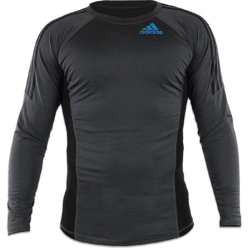 Adidas Men's Grappling Rash Guard Long Sleeve - Beluga/Black/Blue/Silver
