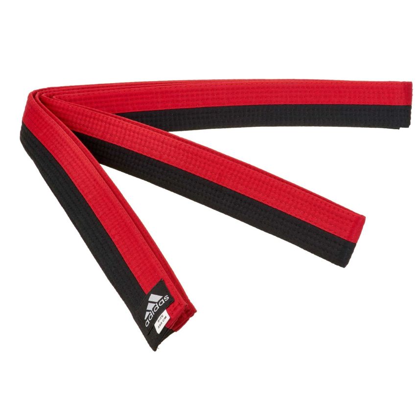 Adidas Half-Half Poomse Taekwondo Belt - Black/Red