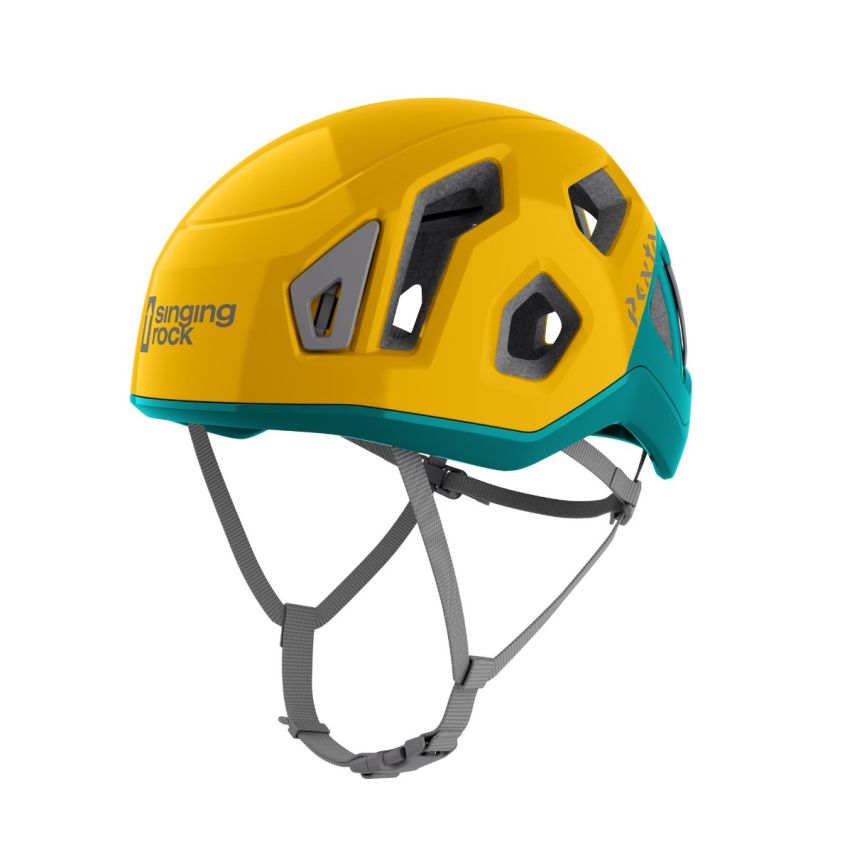 SINGING ROCK Penta Junior Climbing Helmet, Uni (48-54cm), Arnica Yellow/Dark Teal