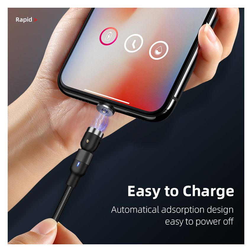 3 in 1 Magnetic Free-Rotation Fast Charging Cable 