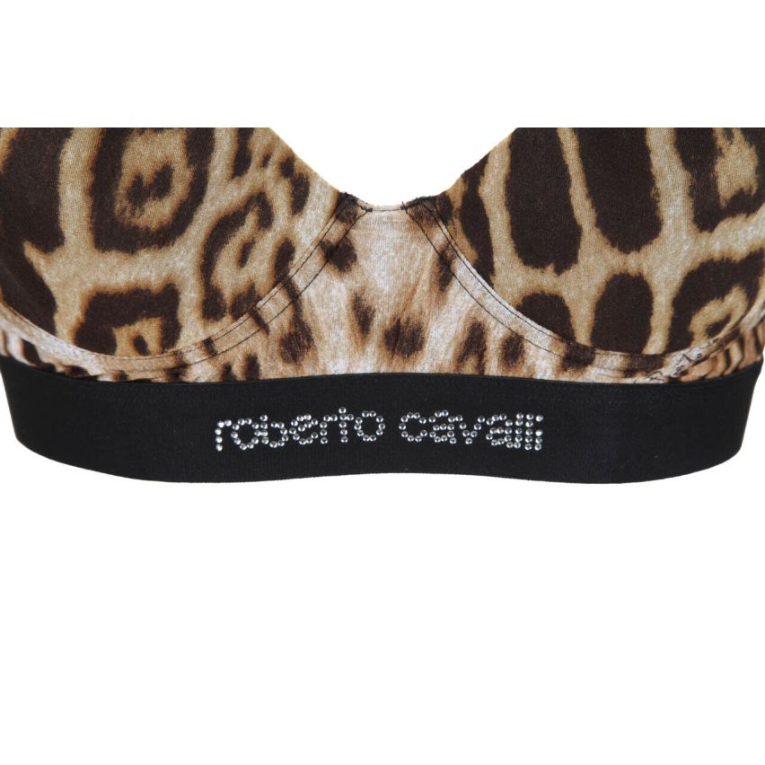 Roberto Cavalli Woman Spotted Brown Leopard Reggiseno Imbottito - Size 42
