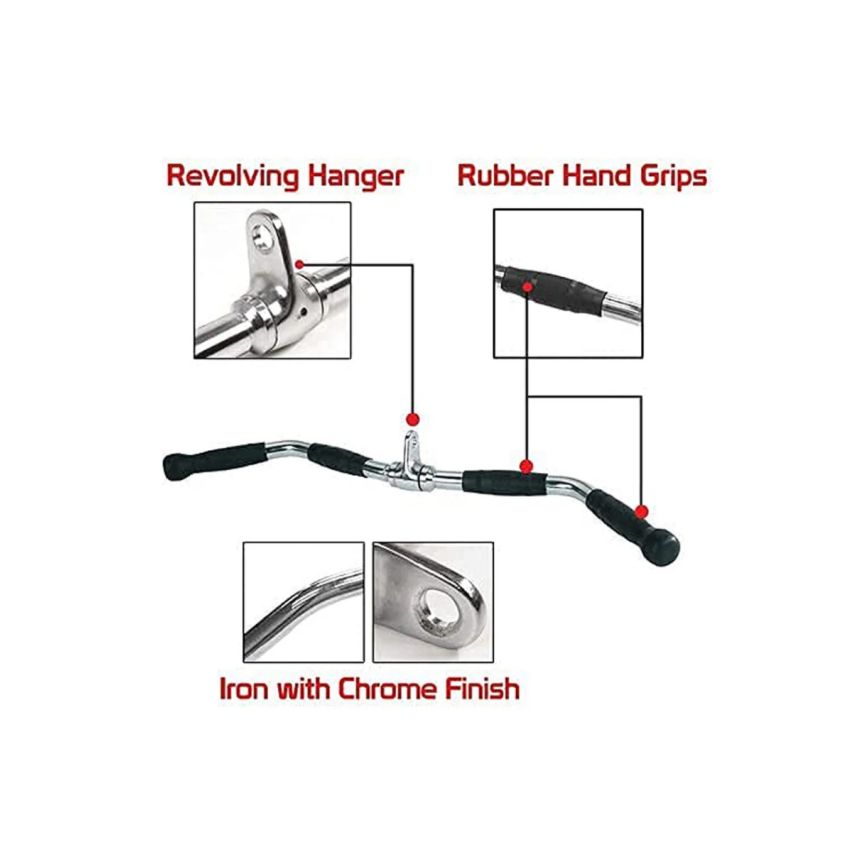 1441 Fitness Lat Attachment - Curl Bar Lat Attahcment rotating with Rubber Grips  