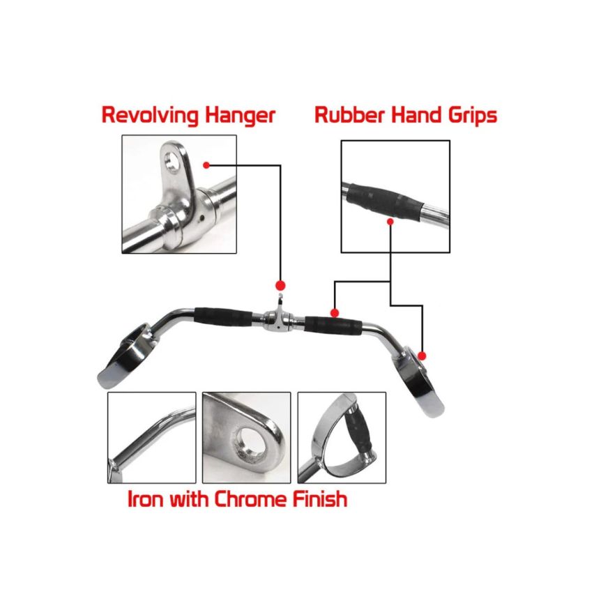 Parallel D Handle Grip Lat Pull Down Bar - 1441 Fitness Lat Attachment - 60CM