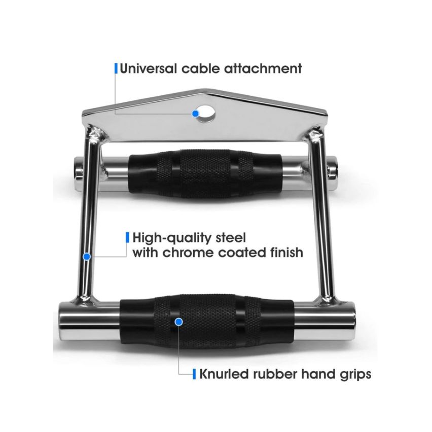 1441 Fitness Lat Attachment Double D Handle with Rubber Grips Lat Pull Down  