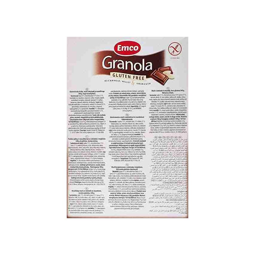 Emco Gluten Free Granola With Chocolate And Almonds 340g