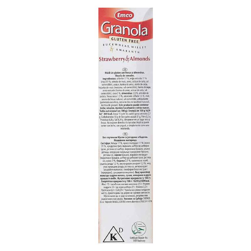 Emco Gluten Free Granola With Strawberries And Almonds 340g