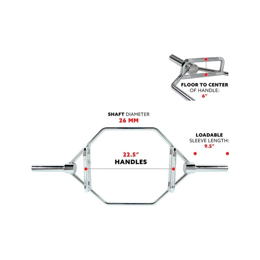 1441 Fitness Olympic Hex Trap Bar - 6 ft / 15 kg - Chrome  