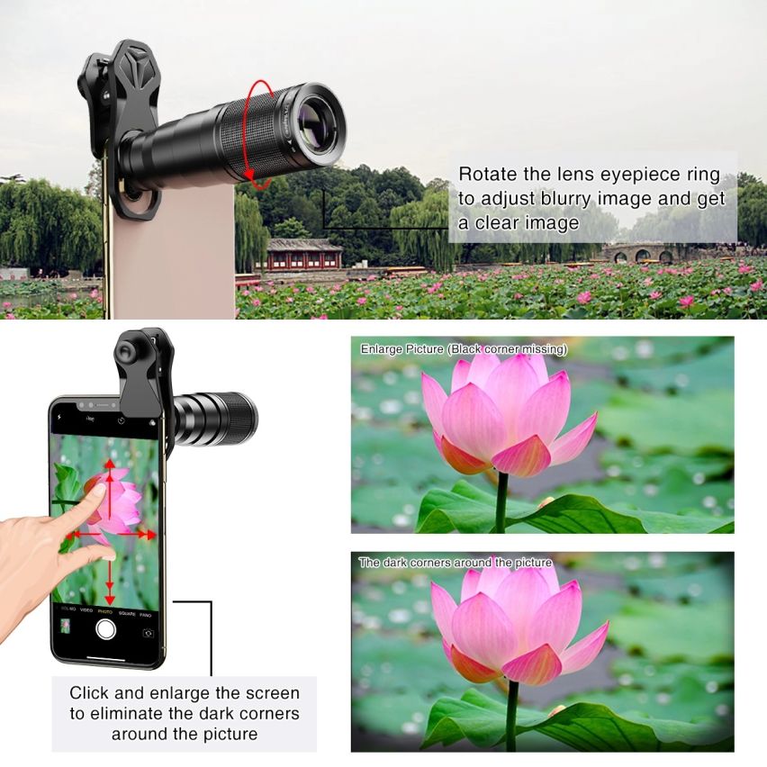 Apexel 5 in 1 Phone Camera Lens Kit with Tripod 