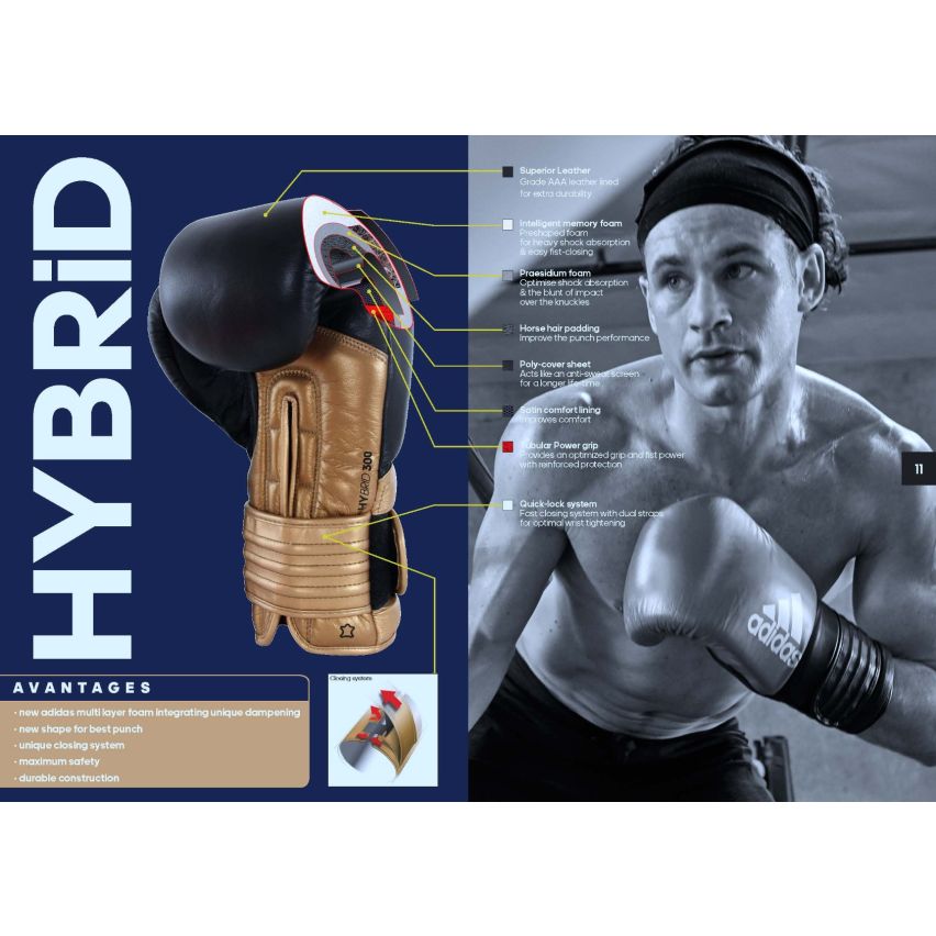 Adidas Hybrid 300 Boxing Glove - Black/Gold