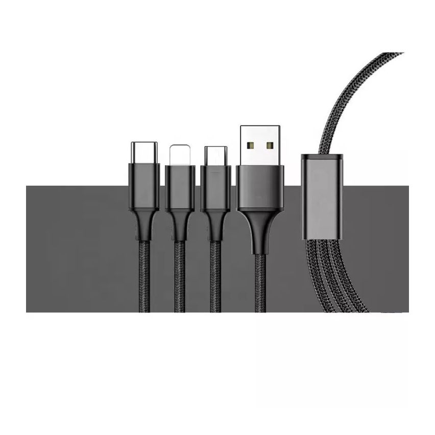 Heavy duty 3 in 1 (USB-C, Micro, USB, Lightning) Braided USB Charging Cables