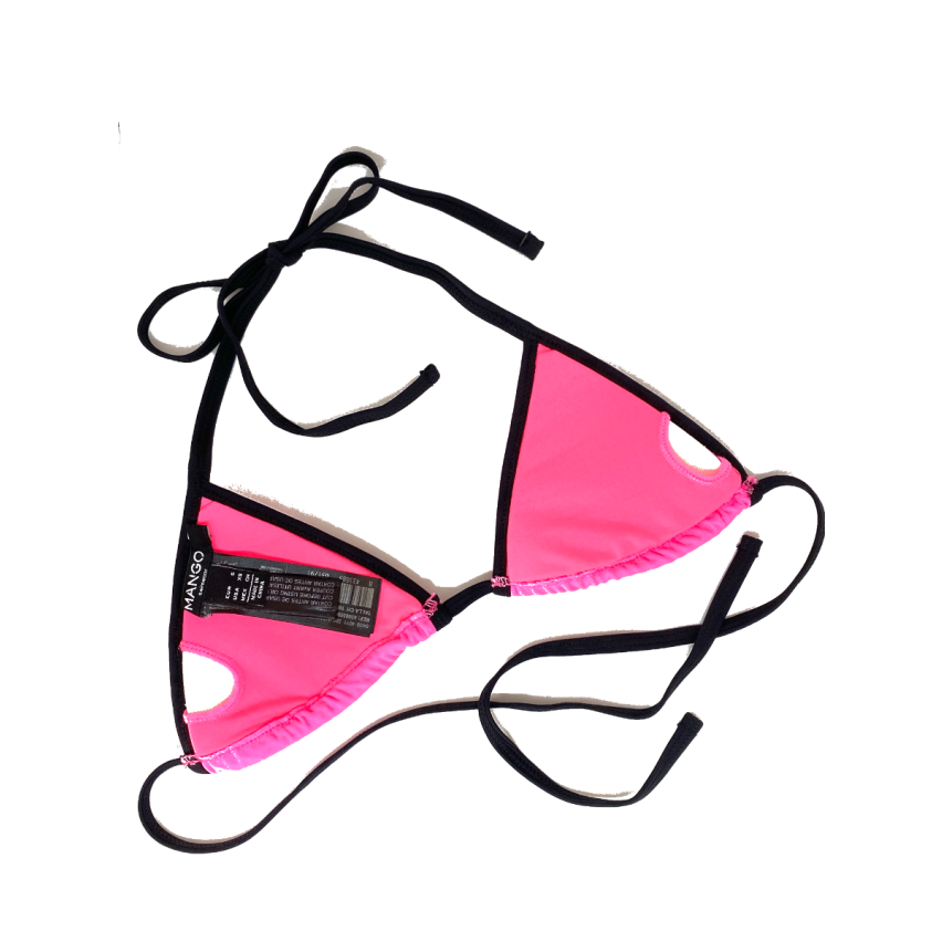 Mango Women's Bikini Top - Neon Pink, Size S