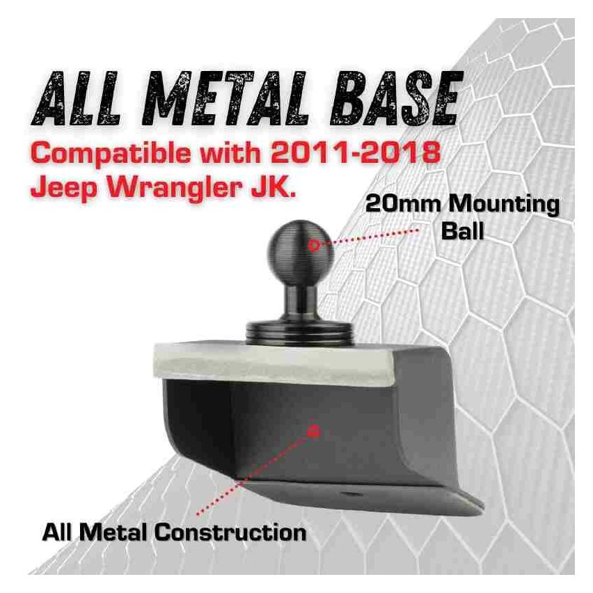 Bulletpoint Metal Series Jeep Wrangler JK/JKU Universal Single Dash Phone Mount (2011-2018)