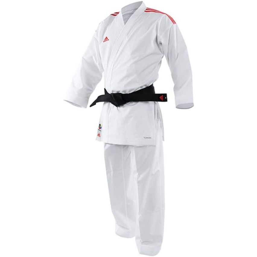 Adidas Adizero Karate Uniform (Red Stripes) - White/Red