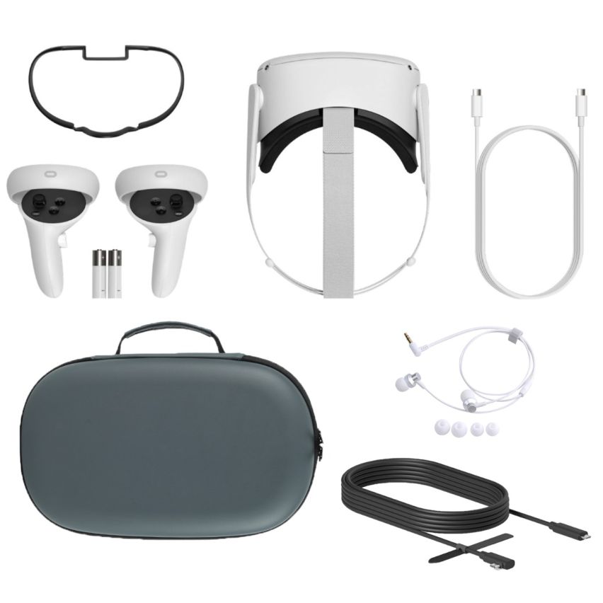 Oculus Quest 2 All-In-One VR Headset, Touch Controllers, 64GB SSD, 1832x1920 up to 90 Hz Refresh Rate LCD, Glasses Compatible, 3D Audio. Full bundle included with Mytrix carrying case, Earphone, Oculus Link Cable