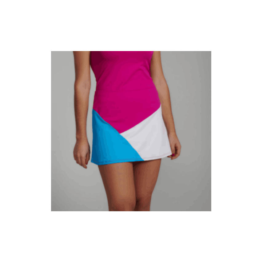 O´Padel Flared Skirt Triangles Fuchsia, White And Blue