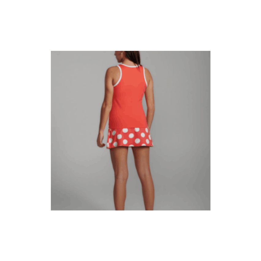 O´Padel Skirt With Slit Coral Pink & White Polka Dots