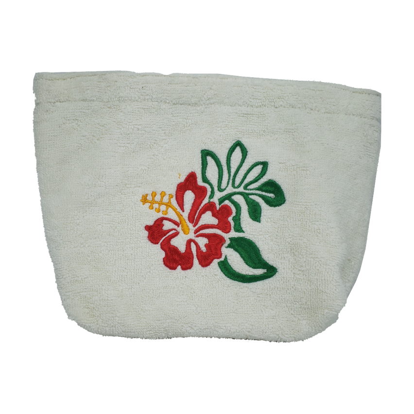 Pamplemousse White Pouch with Floral Embroidery