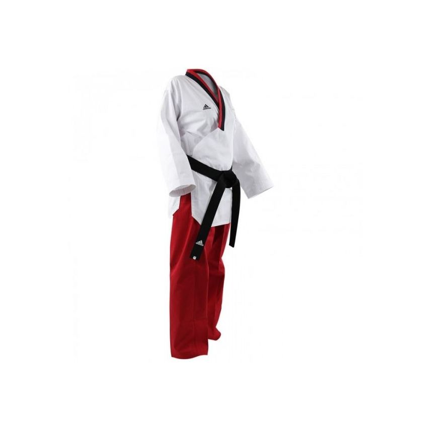 Adidas Poomsae Youth Female Taekwondo Uniform - White/Red