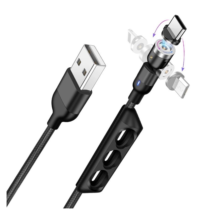3 in 1 Magnetic Free-Rotation Fast Charging Cable 