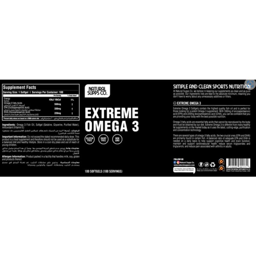 Natural Supps Co. Extreme Omega 3 Unflavored 100 Softgel