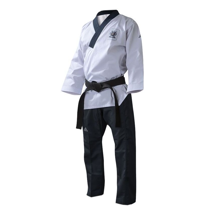 Adidas Poomsae Adult Male Taekwondo Uniform - White/Dark Blue