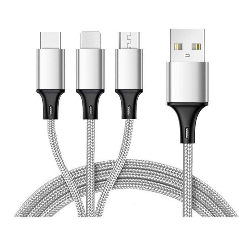 Heavy duty 3 in 1 (USB-C, Micro, USB, Lightning) Braided USB Charging Cables
