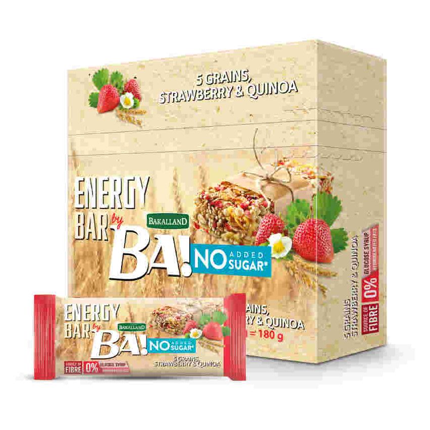 Bakalland Energy Bar No Sugar Strawberry & Quinoa (6x30g)