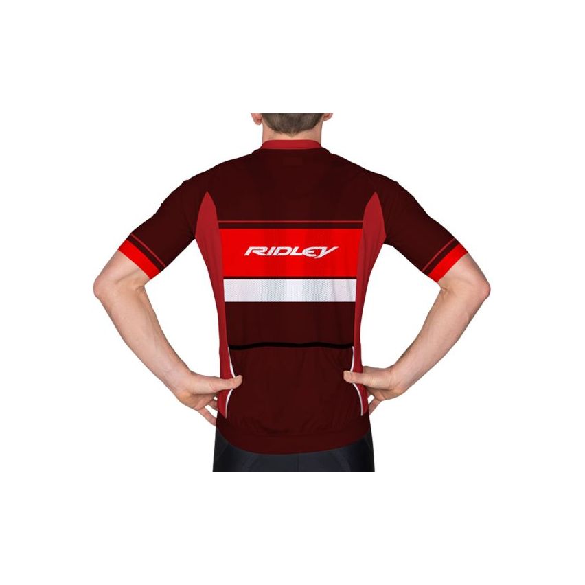 Ridley Men's Jersey Perf R7 Burgundy Red/White
