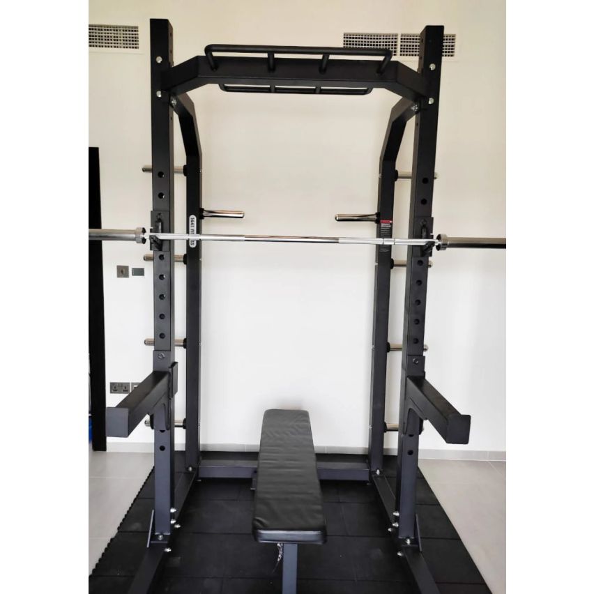 1441 Fitness Heavy Duty Semi Commercial Half Cage Squat Rack with Pull Up Bar J611 - 1441 Fitness