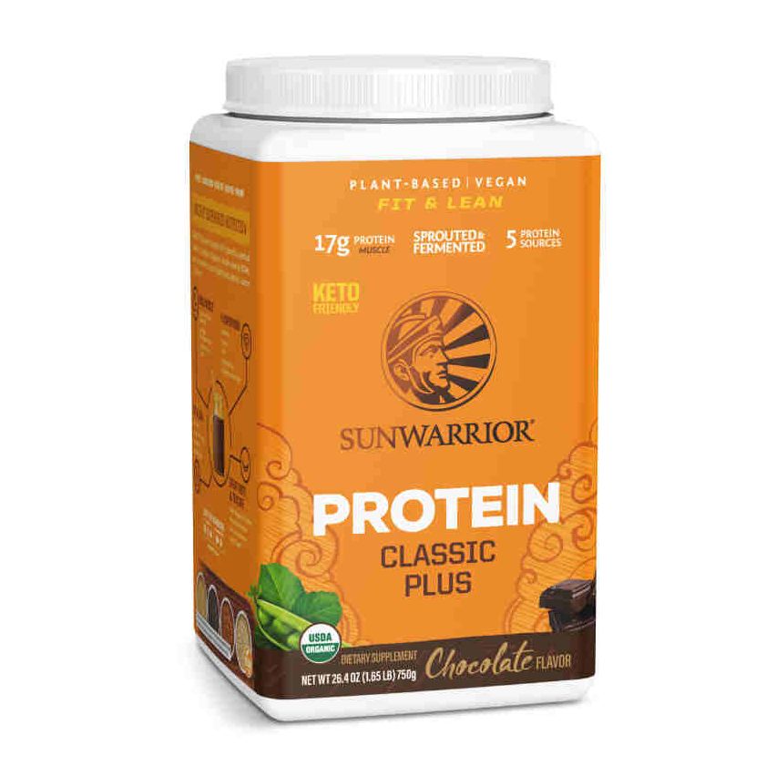 Sunwarrior Classic Plus Clean & Simple | Plant-Based | Keto-Friendly |Vegan |Organic Protein Powder Chocolate 750 g