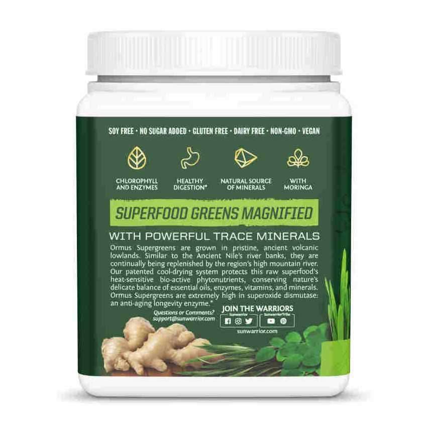 Sunwarrior Ormus Supergreens | Plant-Based | Keto-Friendly |Organic Protein Powder Mint 225 g. From Raw Juice