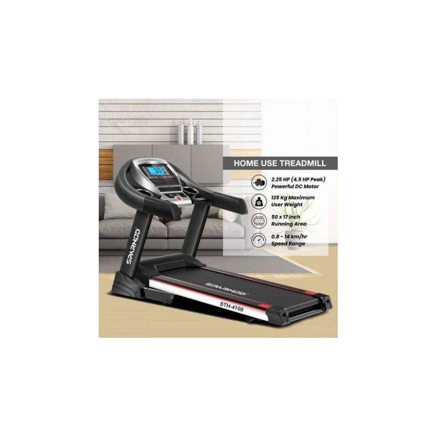 Sparnod Fitness Sth-4100 (2.25 Hp Motor) 15% Auto Incline Home Use Treadmill - STH-4100