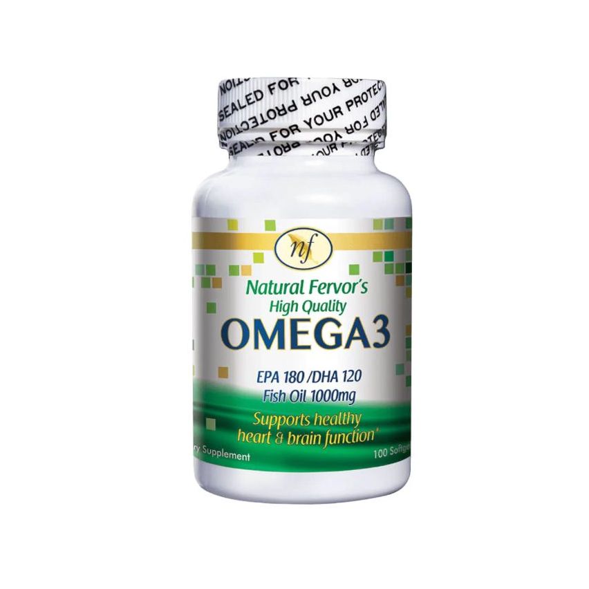 Natural Fervor Omega 3 EPA 180/DHA 120 Fish Oil 2000mg 100 Softgels 