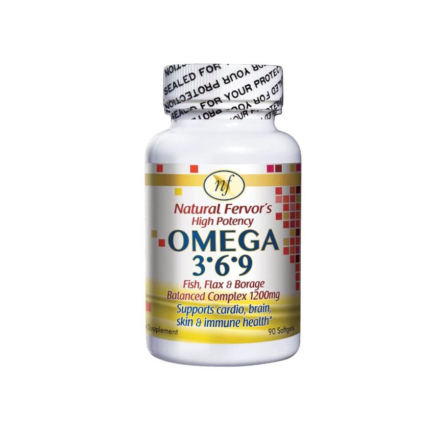 Natural Fervor Omega 3.6.9  Fish oil, Flax seed & Borage oil Complex 2400mg 90 Softgels 