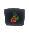Pamplemousse Black Beach Pouch with Pineapple & Floral Embroidery