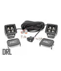 Rough Country Spotlights (2-inch Square Cree Led Lights - (Pair | Black Series W/ Cool White Drl)