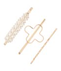 Ivory Pearl Hair Pin Set in Worn Gold