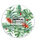Round Beach Towel With Tropical Summer Palm Leaf Print 