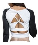 Workout Empire - Women's Imperial Cropped Longsleeve Pearl -White/Obsidian Black