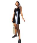 Lioness Women's Tennis Dress Black color with white stripes